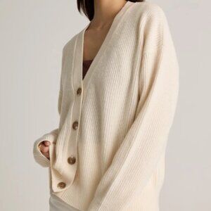 Quince Mongolian Cashmere Fisherman Cropped Cardigan – Ivory – XS
